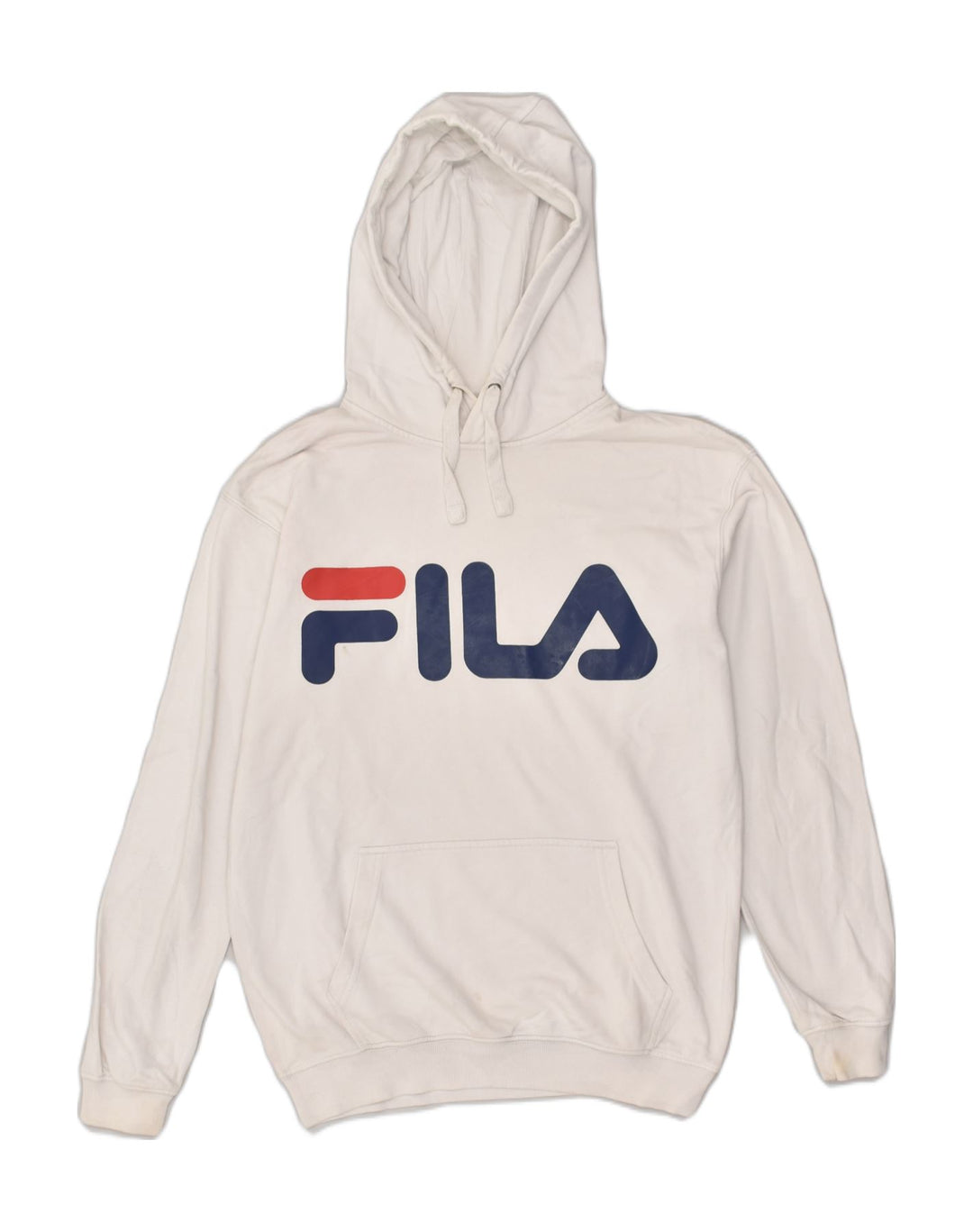 FILA Mens Graphic Hoodie Jumper Small White Cotton | Vintage Fila | Thrift | Second-Hand Fila | Used Clothing | Messina Hembry 