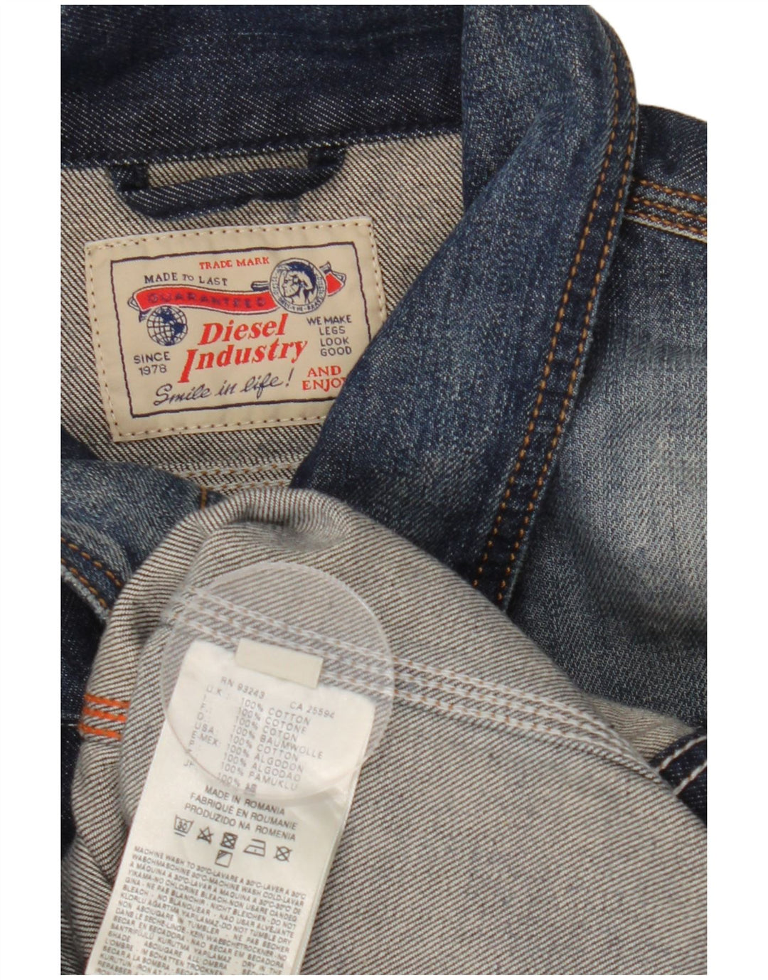 Diesel Herre denimjakke UK 42 XL Blå Bomuld