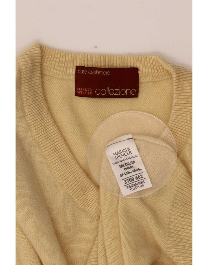 Marks & Spencer Herre V-hals sweater Medium Yellow Cashmere