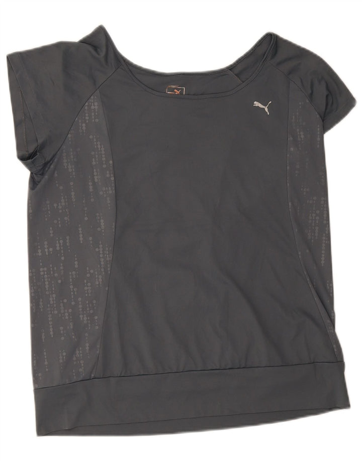 Puma T-Shirt Top UK 16 Stor Grå Plettet Polyester