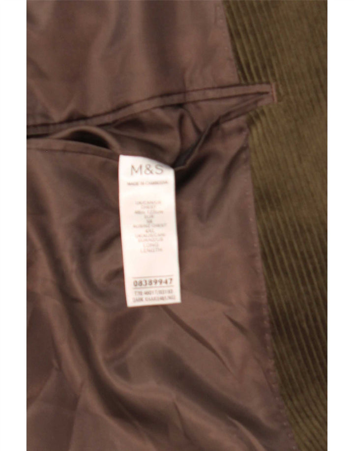 Marks & Spencer Herre 2-knaps Corduroy Blazer Jacket UK 40 Large Khaki
