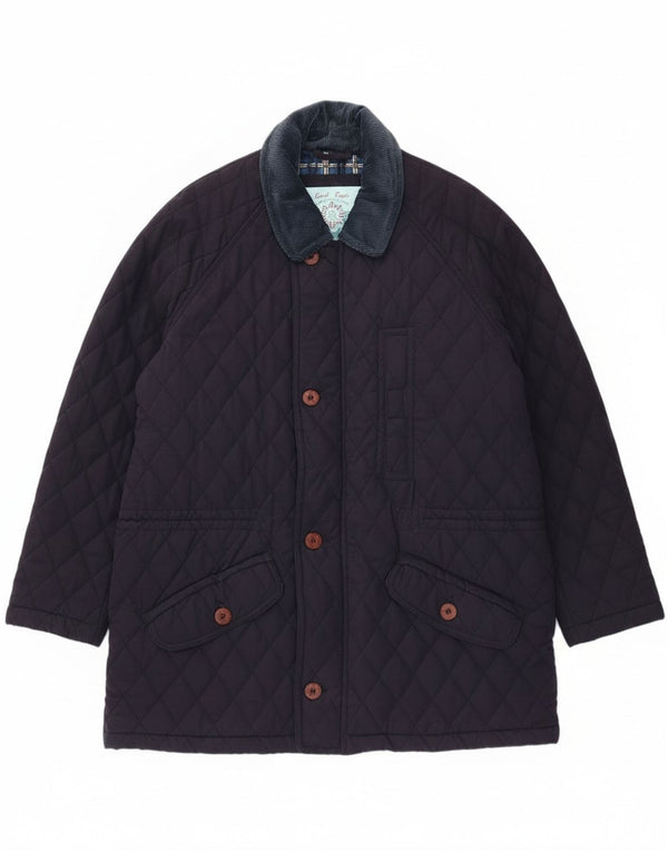 Vintage Mens Quilted Jacket UK 42 XL Navy Blue Polyester
