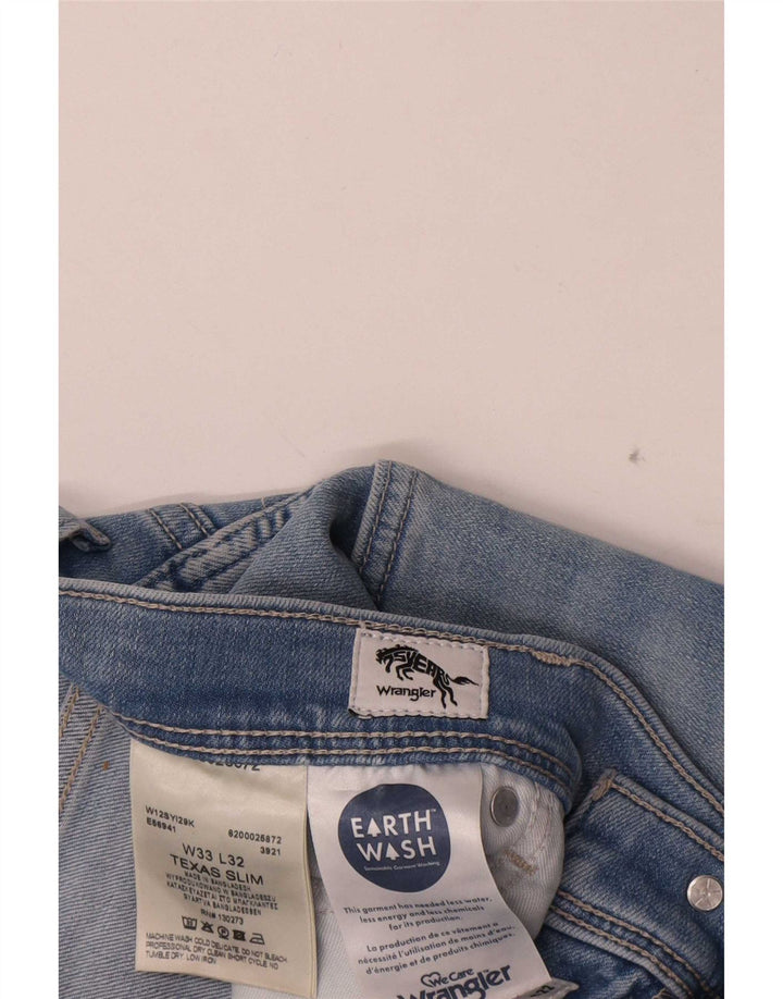 Wrangler Herre Texas Slim Jeans W33 L32 Blå Bomuld