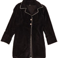 VINTAGE Womens Velvet Overcoat UK 14 Medium Black Cotton Vintage Vintage and Second-Hand Vintage from Messina Hembry 