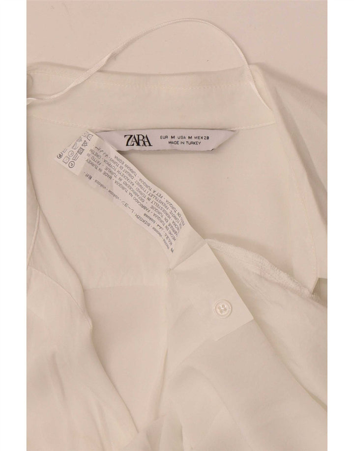 Zara skjortebluse til kvinder UK 12 Medium White Viscose