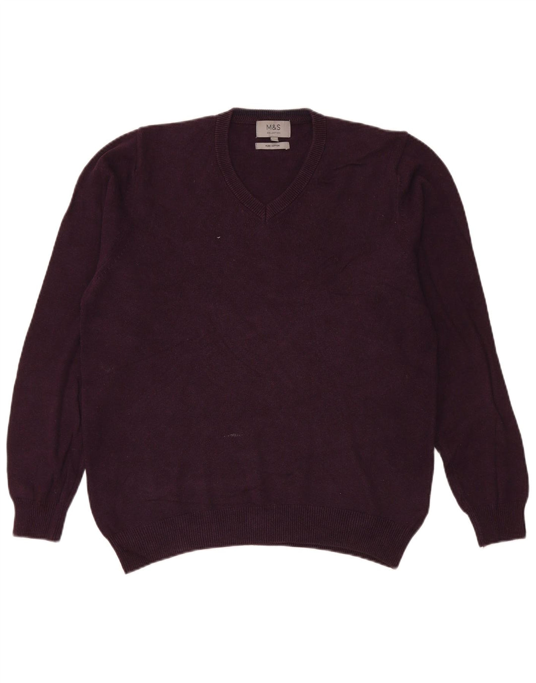 Marks & Spencer Herre V-hals sweater Medium rødbrun bomuld
