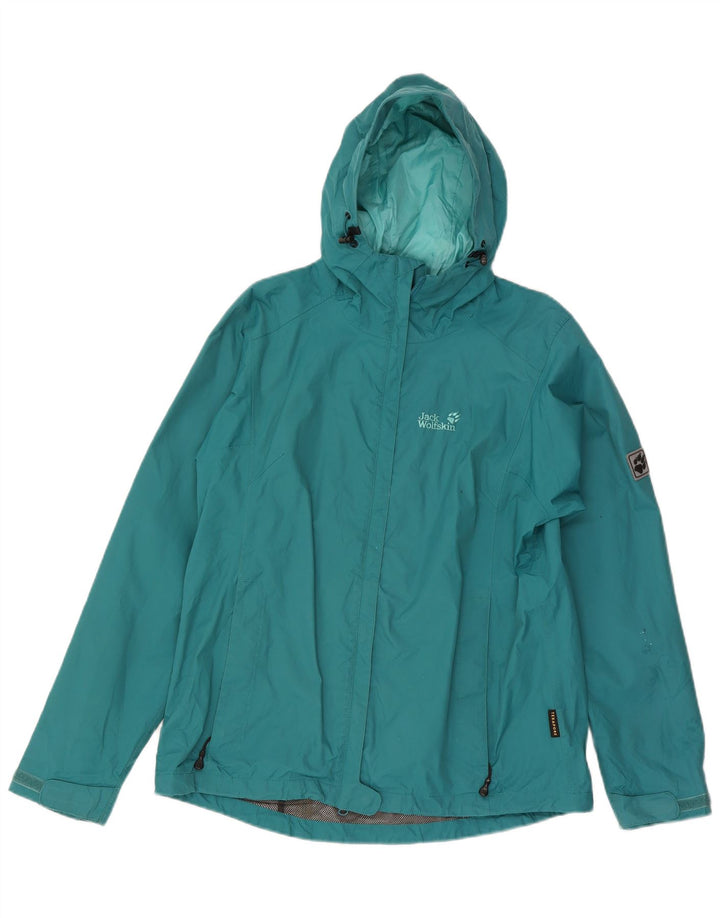 Jack Wolfskin Dame Regnjakke med hætte UK 18 XL turkis polyamid