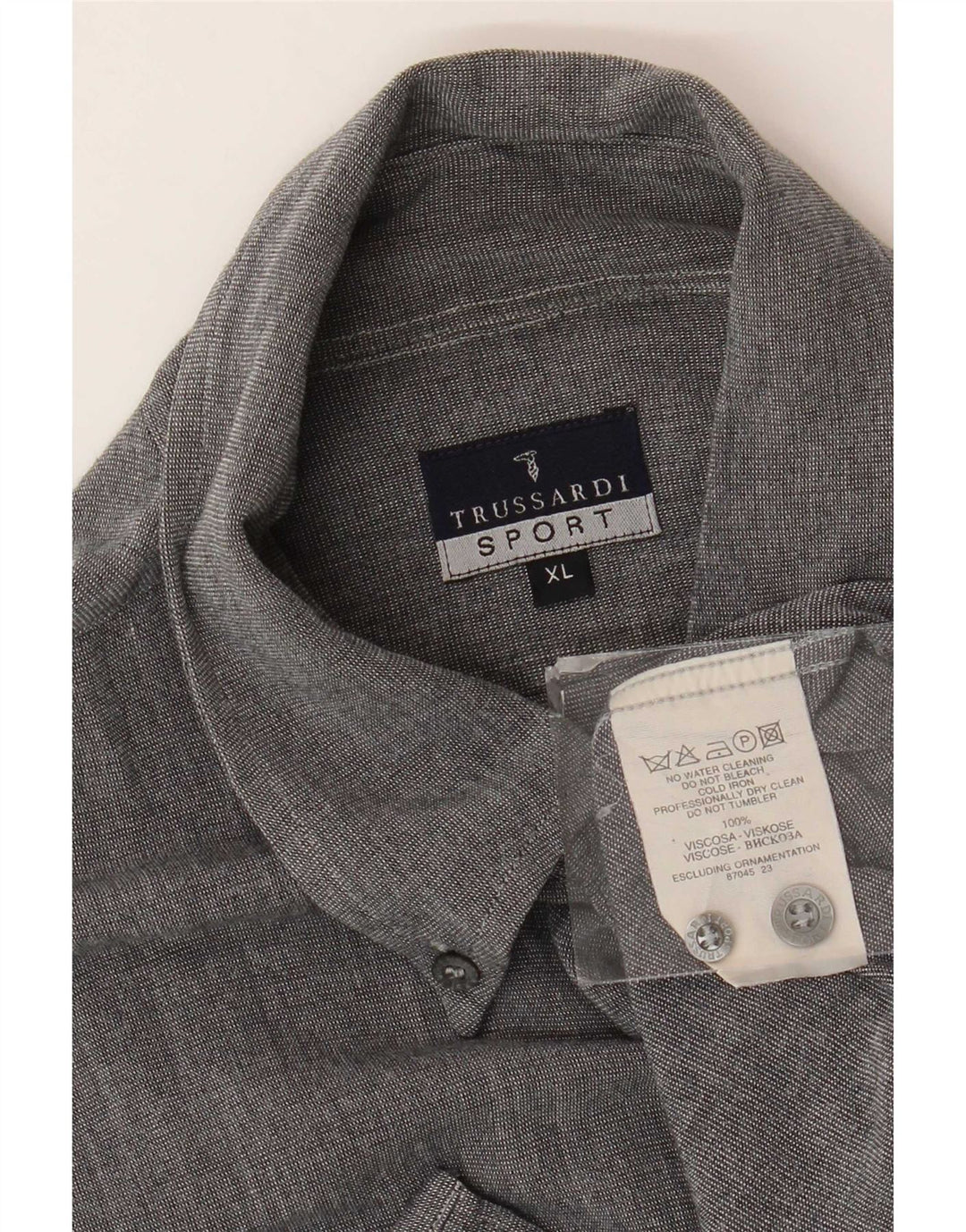 Trussardi herreskjorte XL grå viskose