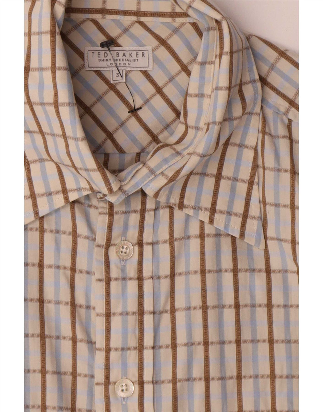 Ted Baker herreskjorte str. 3 Medium Beige ternet bomuld