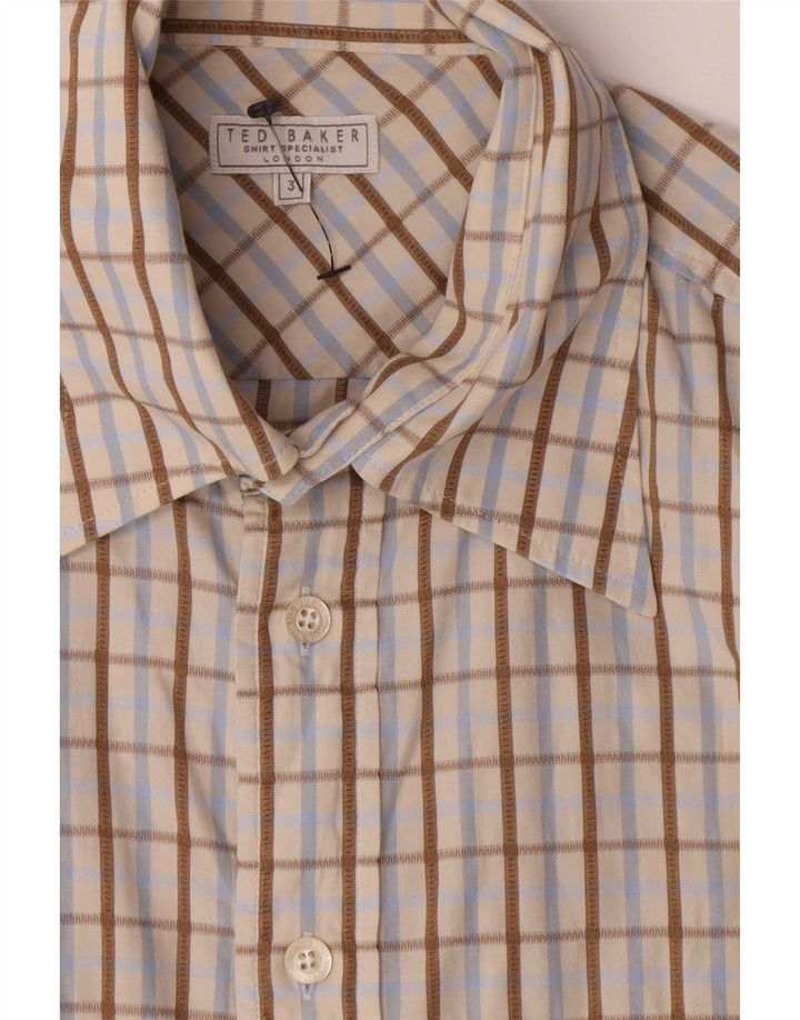 Ted Baker herreskjorte str. 3 Medium Beige ternet bomuld