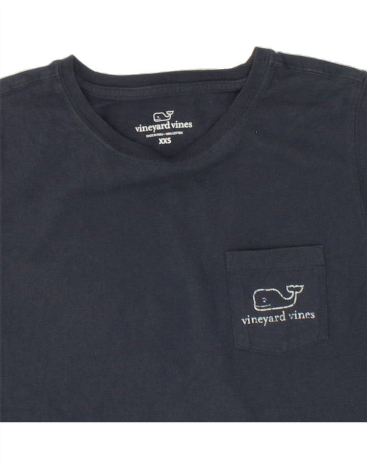 VINEYARD VINES Mens Graphic Top Long Sleeve 2XS Navy Blue Cotton Vintage Vineyard Vines and Second-Hand Vineyard Vines from Messina Hembry 