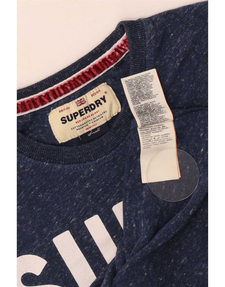 Superdry Grafisk T-shirt top til mænd, lille marineblå flækket polyester