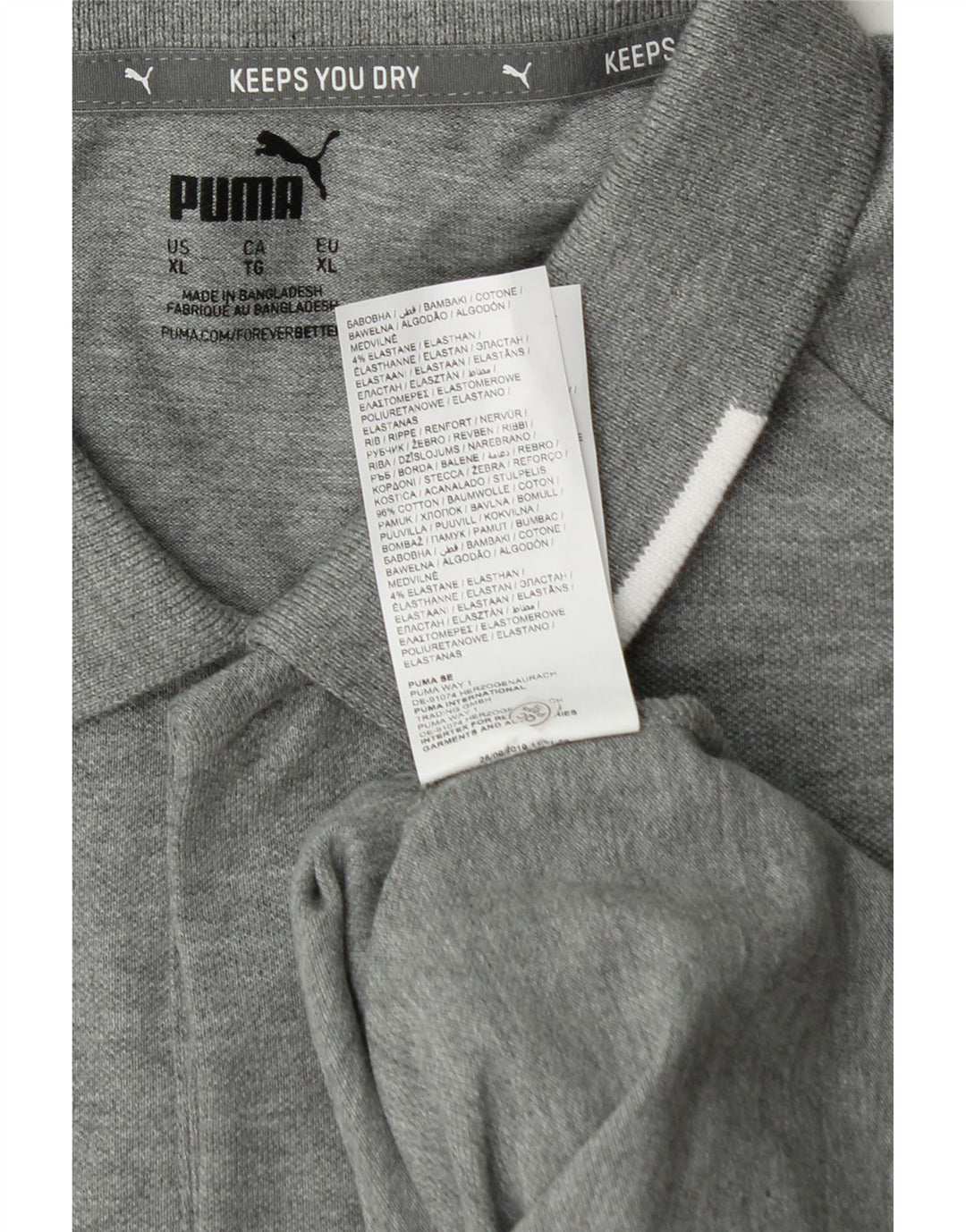 PUMA Mens Graphic Polo Shirt XL Grey Cotton Vintage Puma and Second-Hand Puma from Messina Hembry 