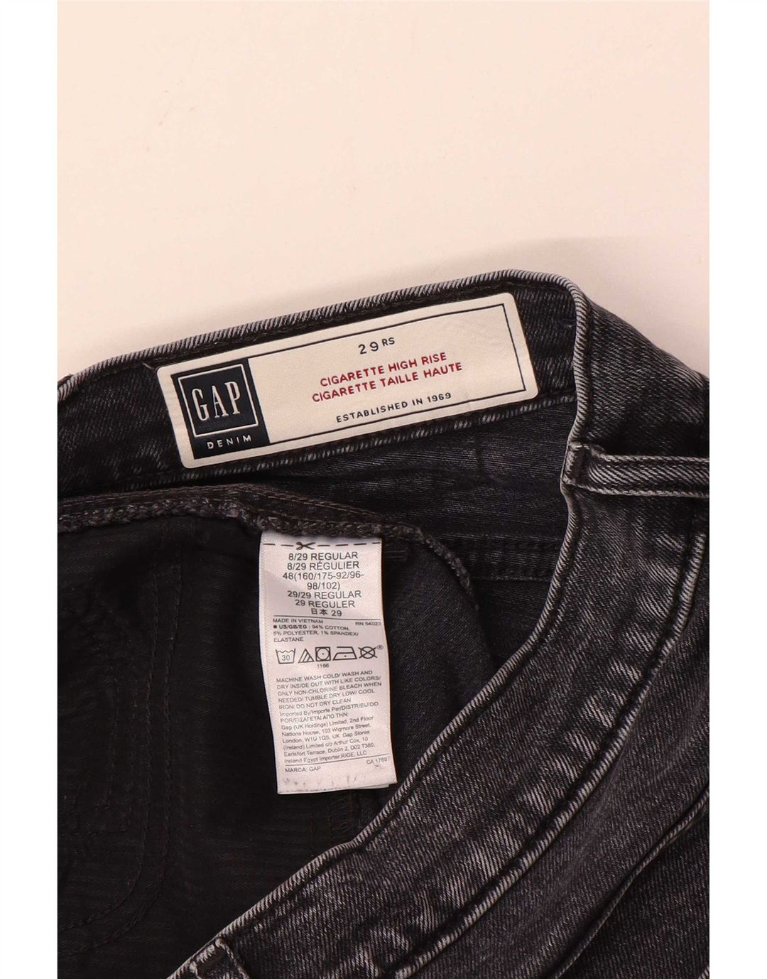 Gap Womens Cigarette High Rise Slim Jeans W29 L27 Grå Bomuld
