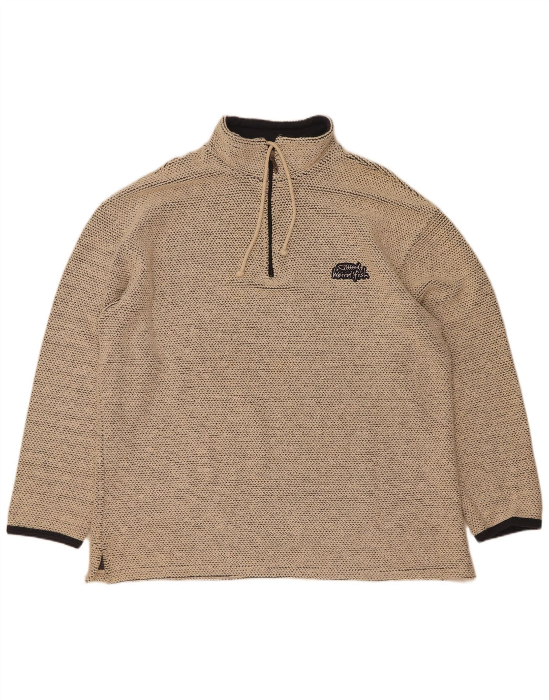 Weird Fish Herre Zip Neck Sweatshirt Jumper XL Beige Bomuld