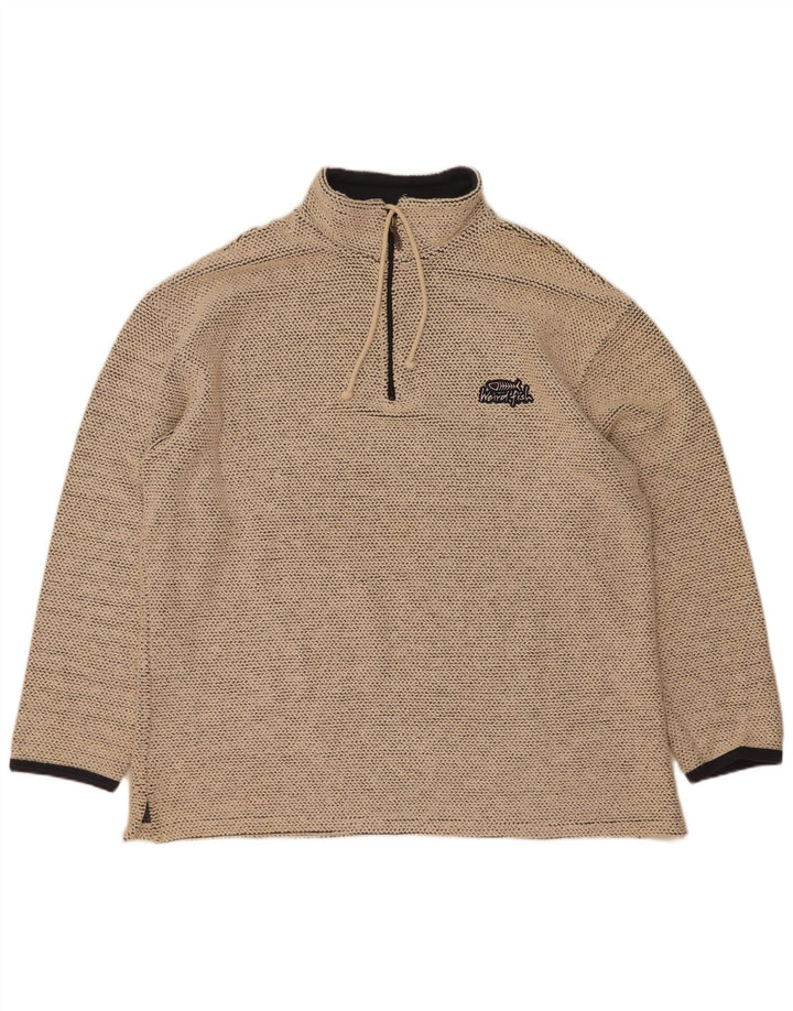 Weird Fish Herre Zip Neck Sweatshirt Jumper XL Beige Bomuld