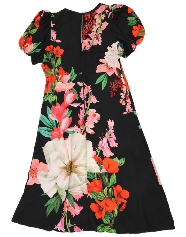 Lipsy Dame Maxi Dress UK 16 Large Black Floral Polyester