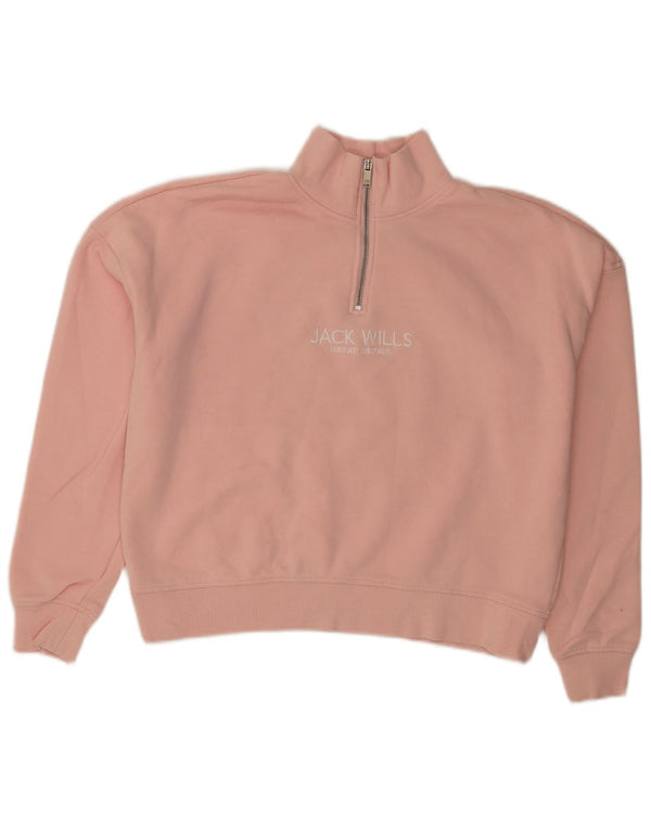 Jack Wills Dame Oversized Grafisk Sweatshirt Jumper UK 10 Small Pink