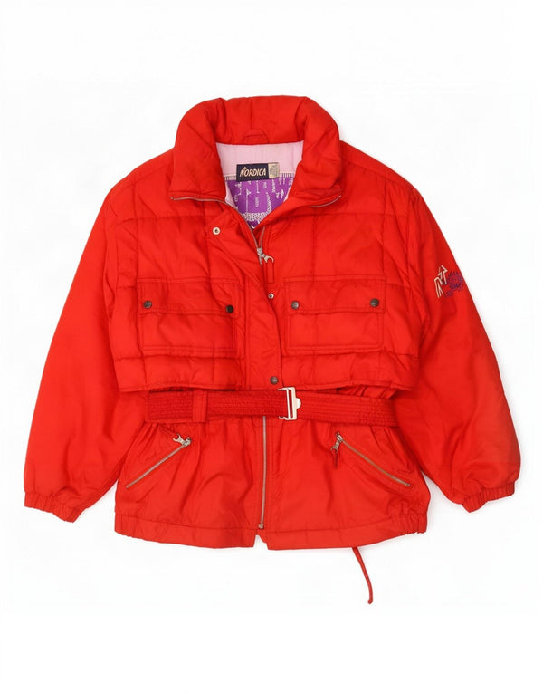 Nordica Womens Hooded Oversized Ski Jacket IT 44 Medium Red Polyester