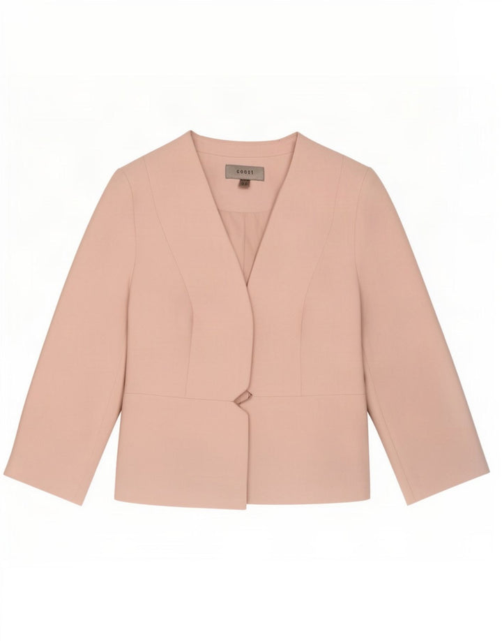 Coast Dame 3/4 ærmet åben blazerjakke UK 10 Small Pink Polyester