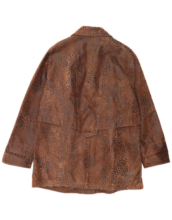 Yuppie Dame Læderjakke UK 18 XL Brun Animal Print