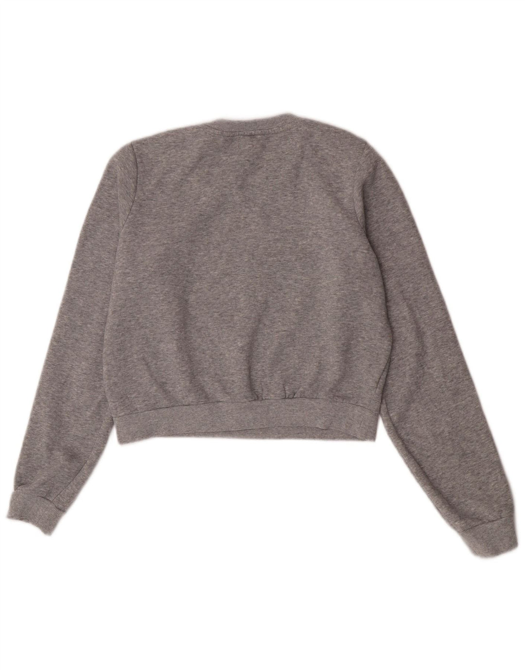 Guess Womens Crop Graphic Sweatshirt Jumper UK 14 Medium Grey Colourblock