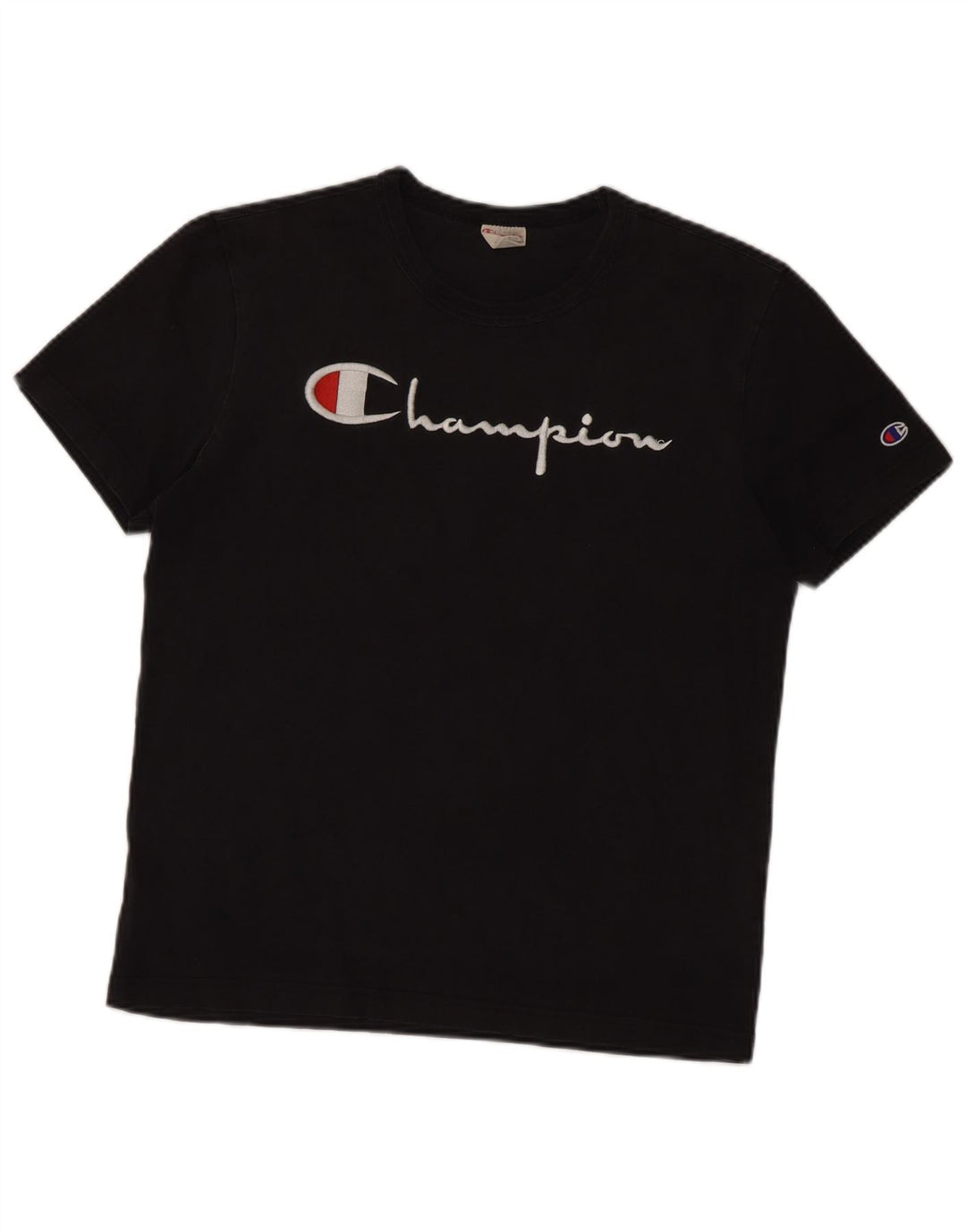 Champion Herre Grafisk T-Shirt Top Medium Sort Bomuld