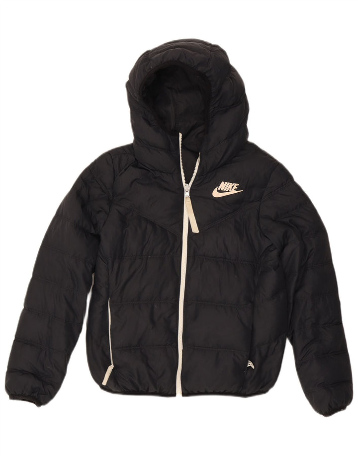 Nike Dame Oversized Hætte Vendbar Polstret Jakke UK 6 XS Sort