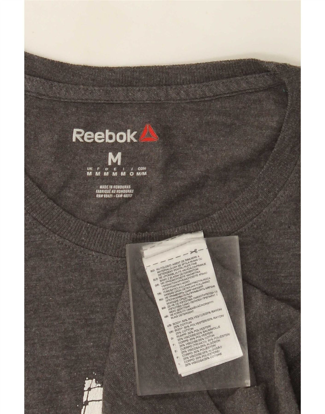 Reebok Herre grafisk T-shirt Top mellemgrå polyester