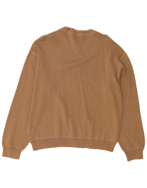Zara Mens Crew Neck Jumper Sweater Medium Brown Cotton