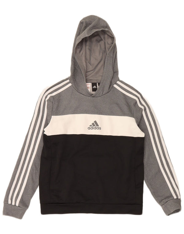 Adidas Boys Aeroready Hoodie Jumper 11-12 år Grå Colourblock Polyester