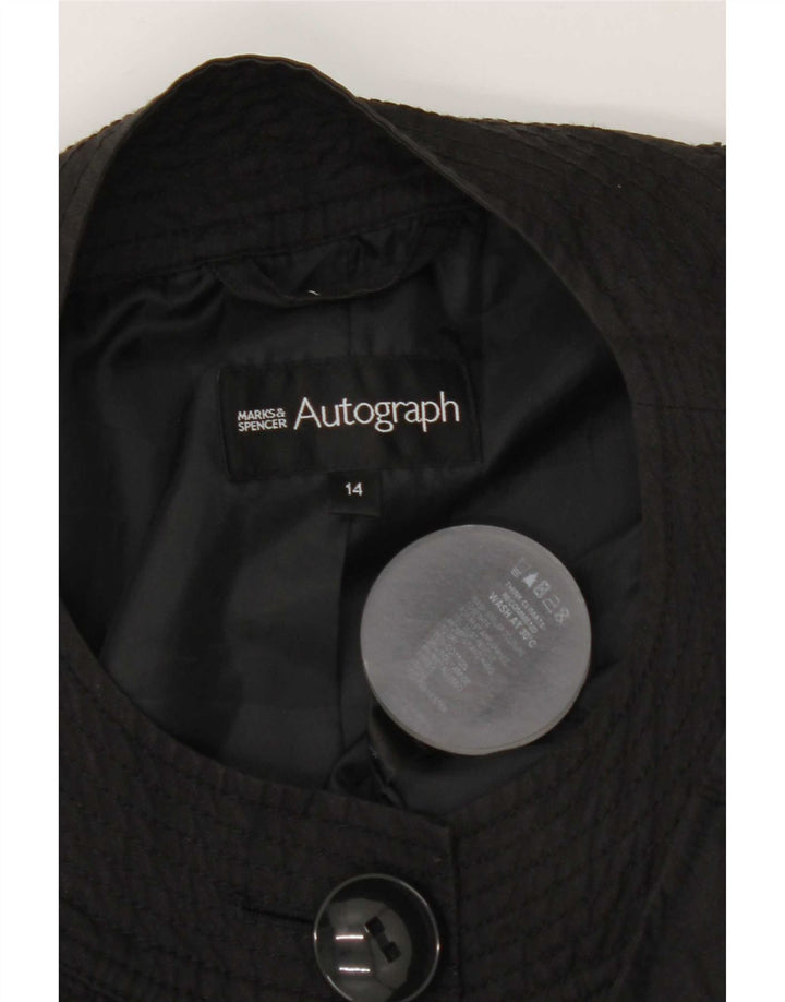 Marks & Spencer Womens Autograph Trench Coat UK 14 Medium Black Bomuld