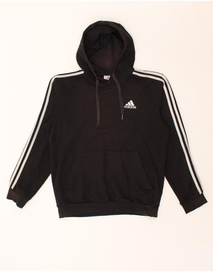 ADIDAS Mens Hoodie Jumper Small Black Cotton Vintage Adidas and Second-Hand Adidas from Messina Hembry 