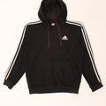 ADIDAS Mens Hoodie Jumper Small Black Cotton Vintage Adidas and Second-Hand Adidas from Messina Hembry 