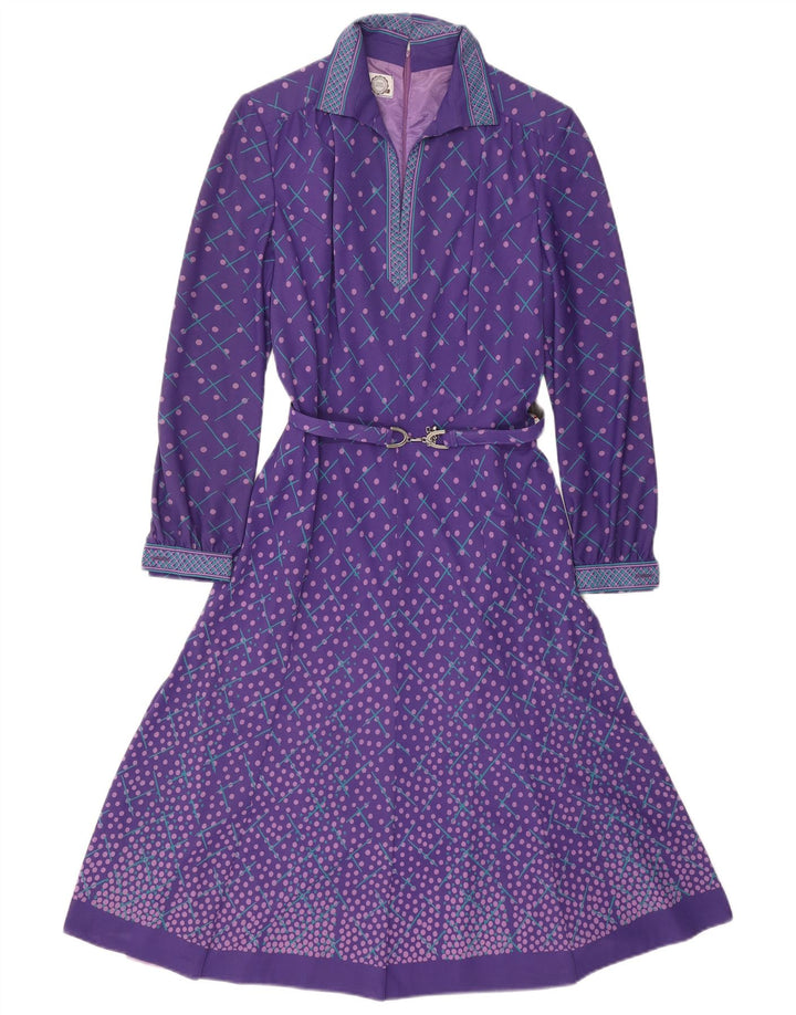 EXCLUSIVE Womens Long Sleeve Maxi Dress EU 38 Medium Purple Geometric