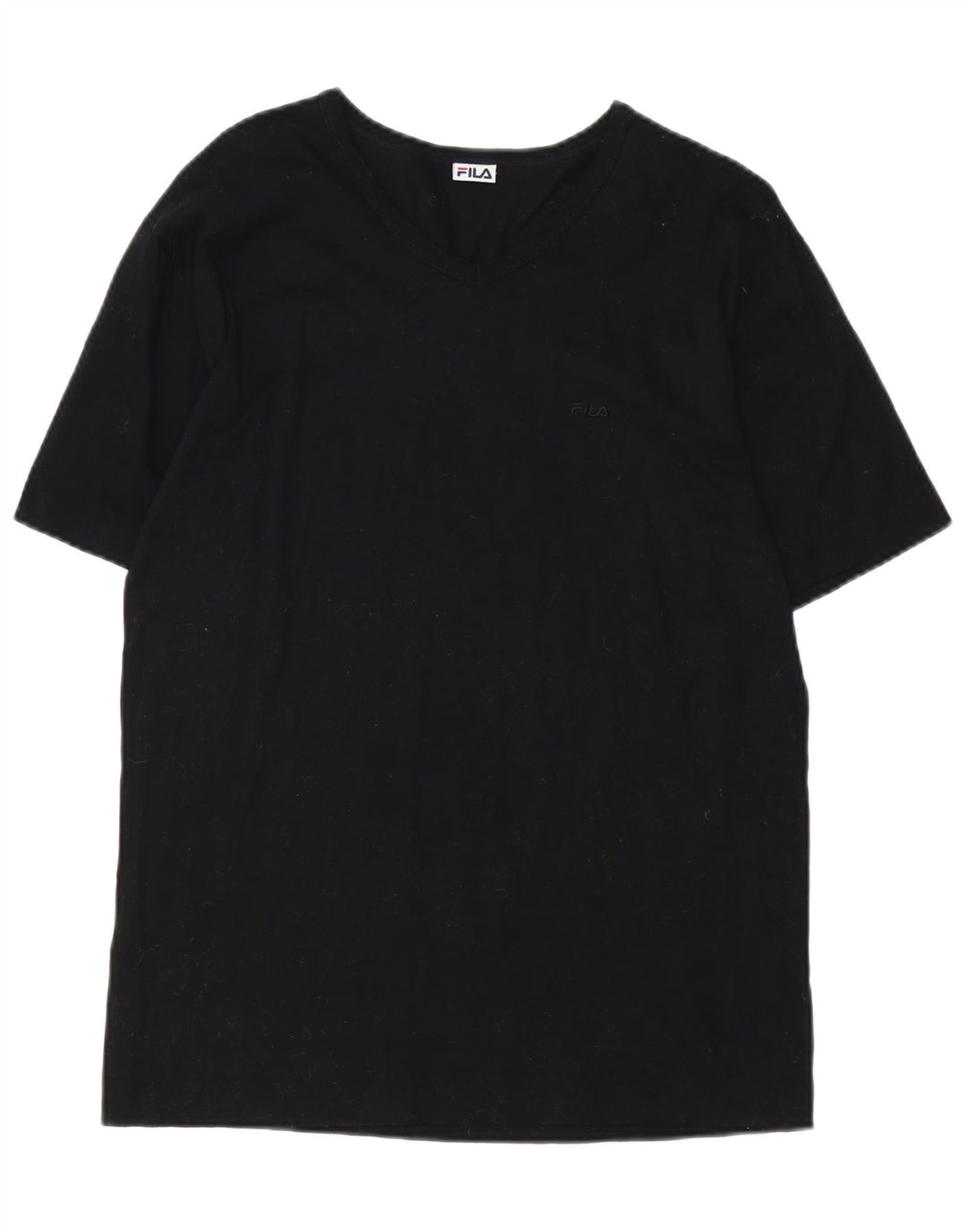 FILA Dame T-Shirt Top UK 14 Medium Sort Bomuld