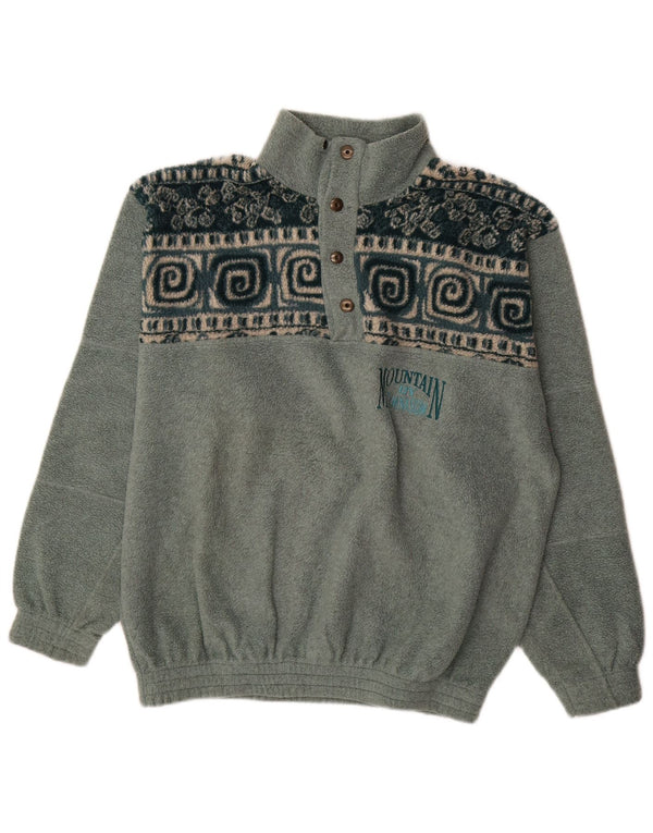 Gymnasium Herre Button Neck Fleece Jumper Medium Grøn Geometrisk Polyester