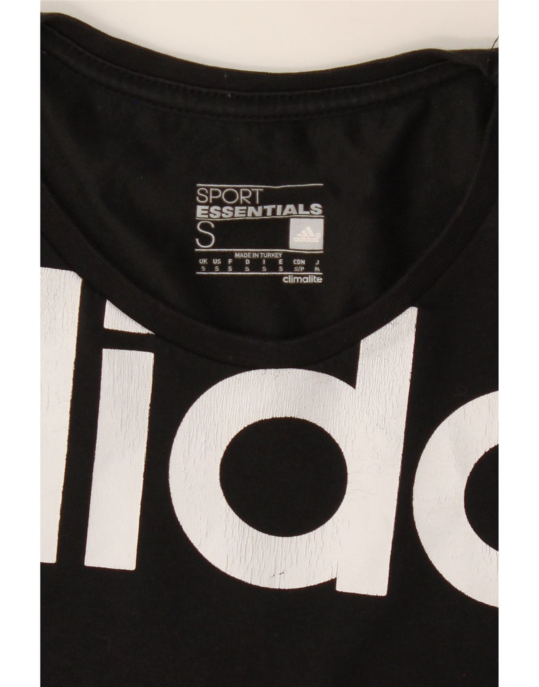 ADIDAS Mens Climalite Graphic T-Shirt Top Small Black Cotton Vintage Adidas and Second-Hand Adidas from Messina Hembry 