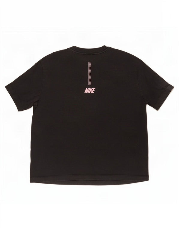 Nike Dame Oversized grafisk T-shirt Top UK 10 Small Black Bomuld