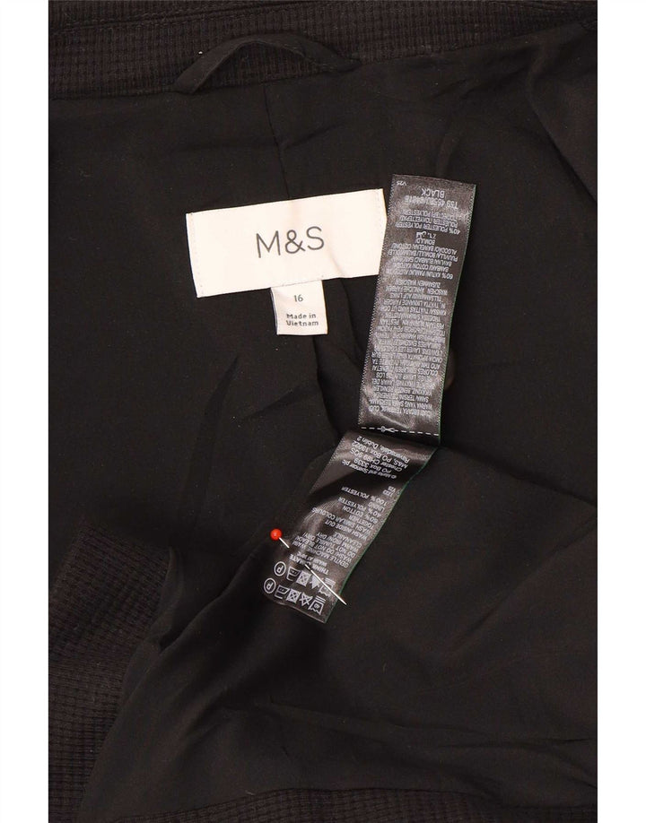 Marks & Spencer Dame 1 Knap Blazer Jakke UK 16 Stor Sort Bomuld