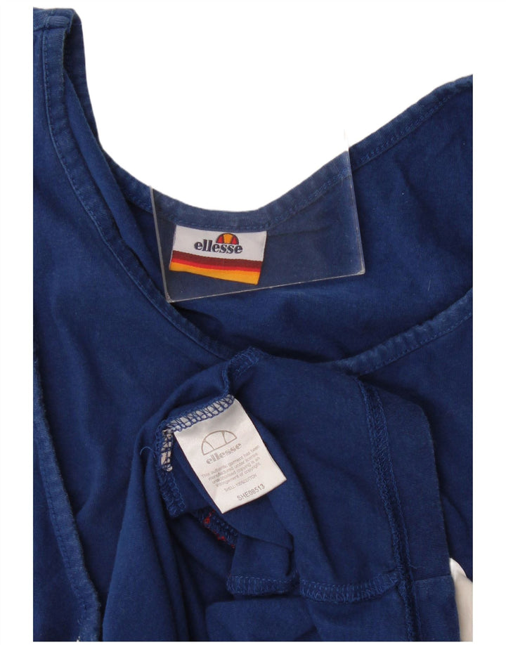 Ellesse Kvinders Grafisk Vest Top UK 14 Medium Blue Colourblock Bomuld