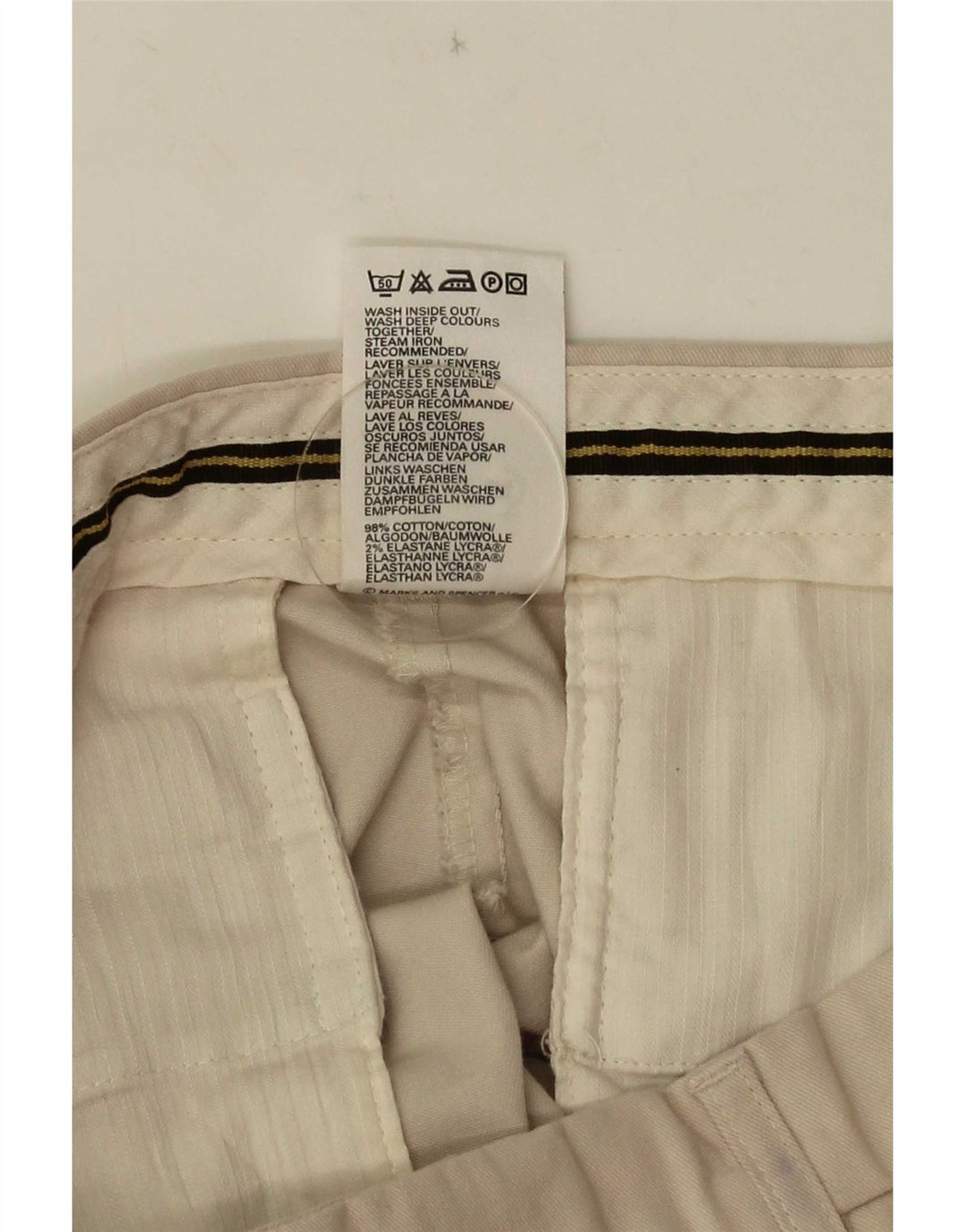 Marks & Spencer Herre Pegged Suit Bukser W34 L31 Beige Bomuld