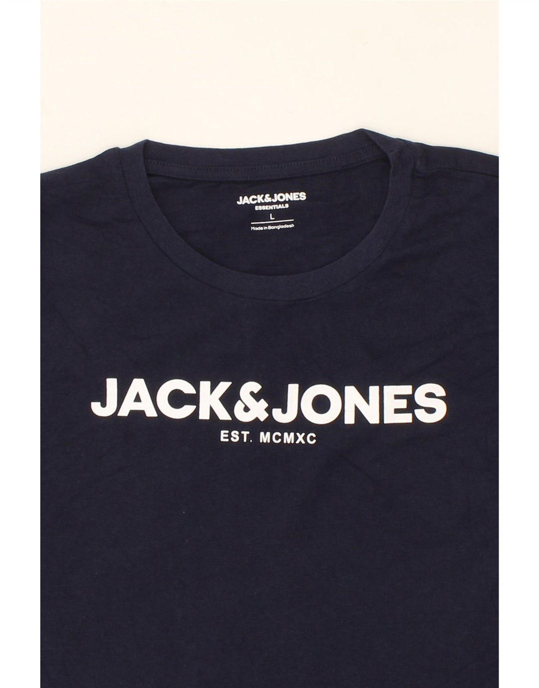 JACK & JONES Mens Graphic T-Shirt Top Large Navy Blue Cotton Vintage Jack & Jones and Second-Hand Jack & Jones from Messina Hembry 