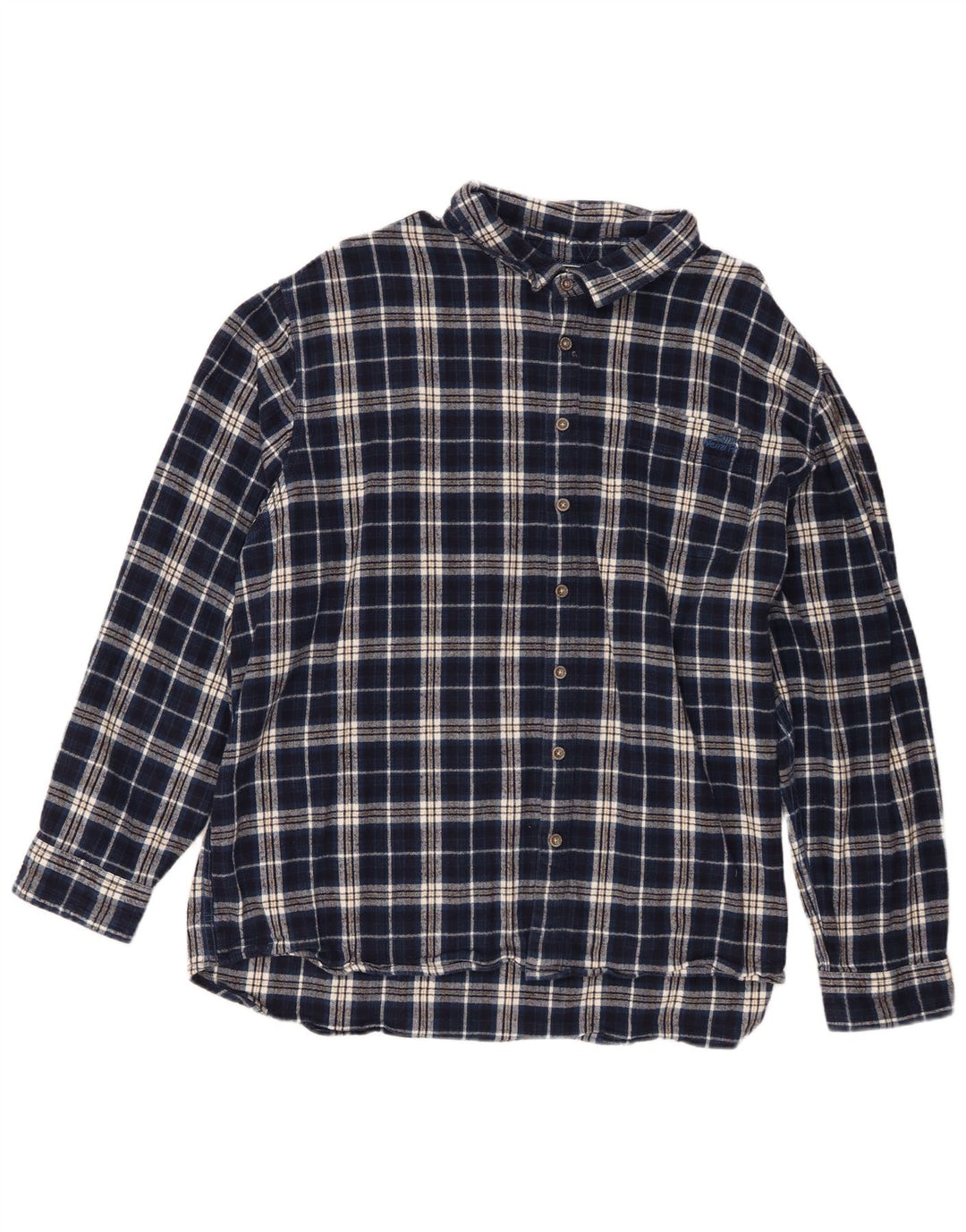 Weird Fish Herre flannelskjorte 4XL marineblå ternet bomuld