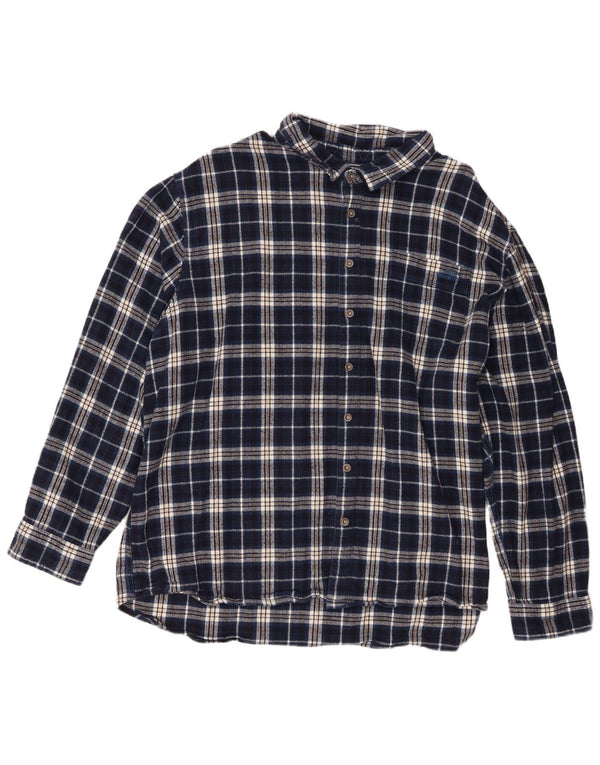 Weird Fish Herre flannelskjorte 4XL marineblå ternet bomuld