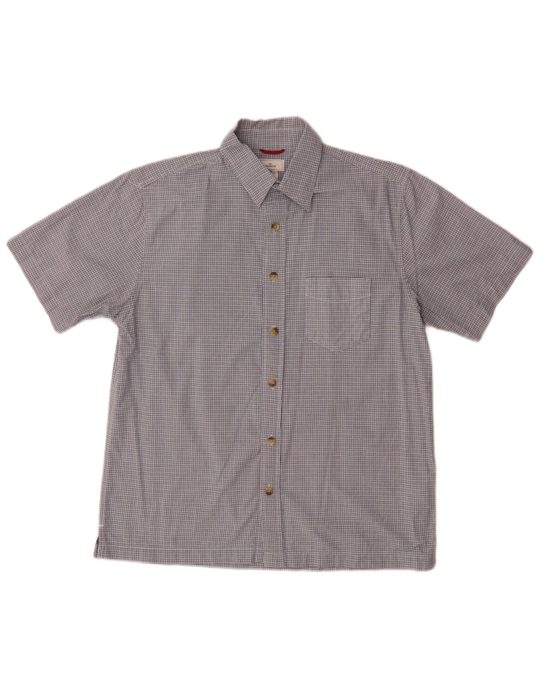 DOCKERS Kortærmet skjorte til mænd mellemblå ternet bomuld