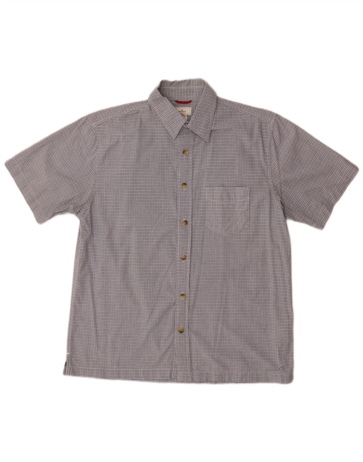 DOCKERS Kortærmet skjorte til mænd mellemblå ternet bomuld