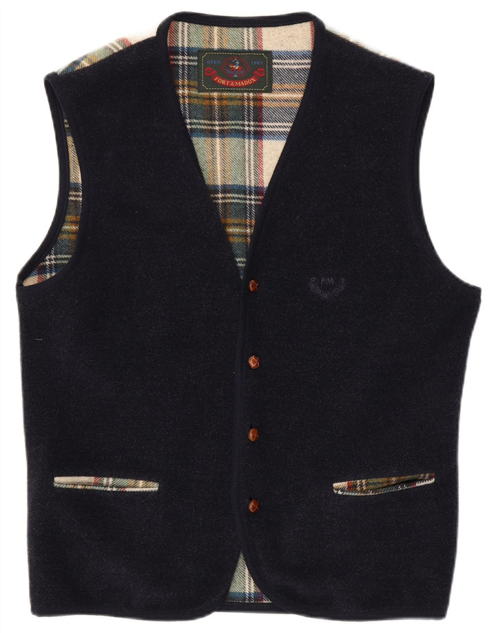 Fort & Madox Herre Reversible Gilet UK 40 Large Navy Blue Wool