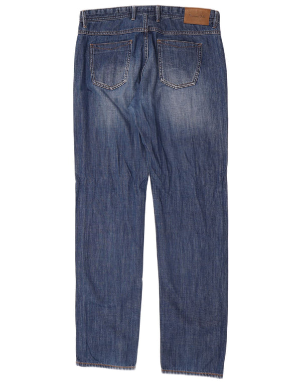 Massimo Dutti Herre Casual Fit Straight Jeans EU 44 Large W34 L34 Blå
