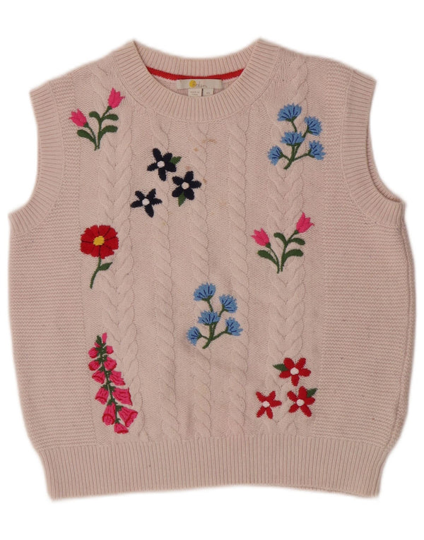 Boden Dame Oversized Vest Tank Top UK 6 XS Off White Floral Polyamid